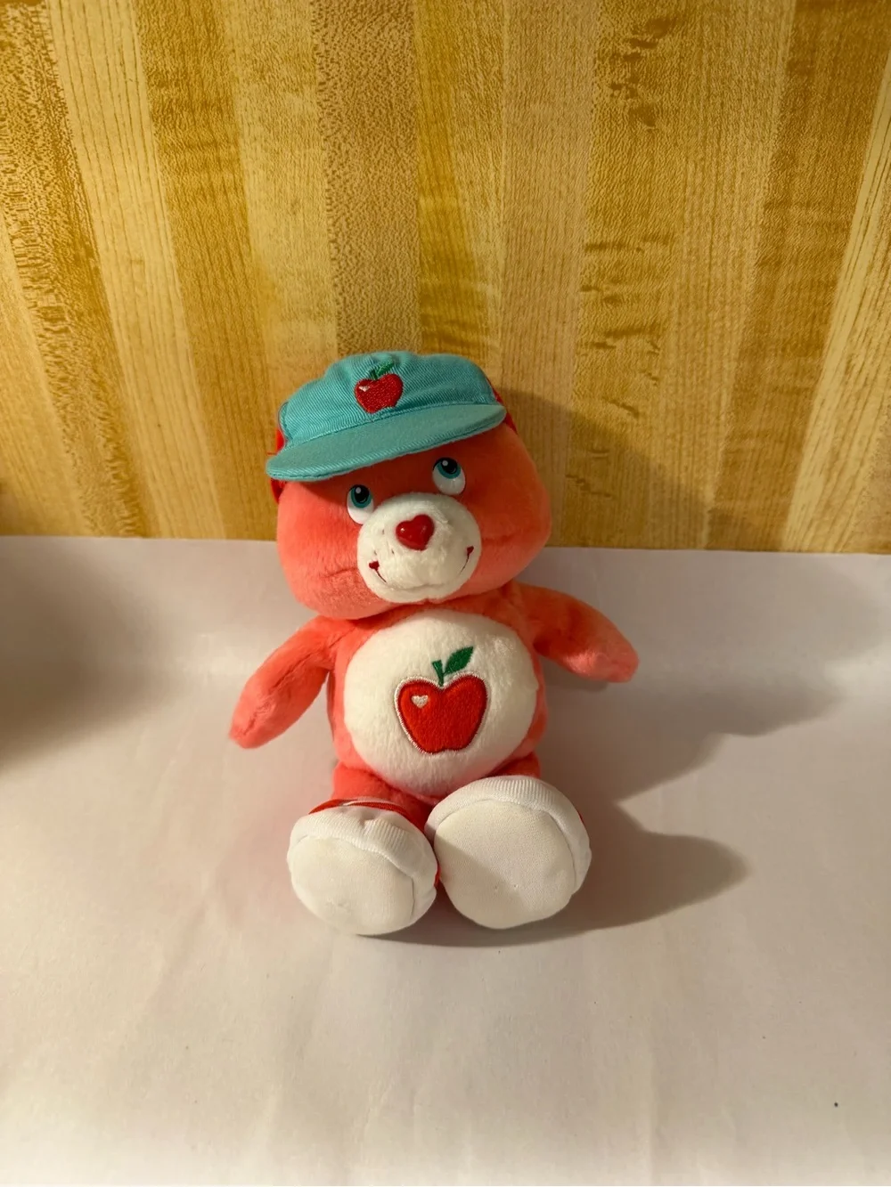 Vintage 2005 Care Bear apple plush toy hat and shoes